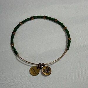 Alex and Ani Green and Gold-tone Beaded Bracelet